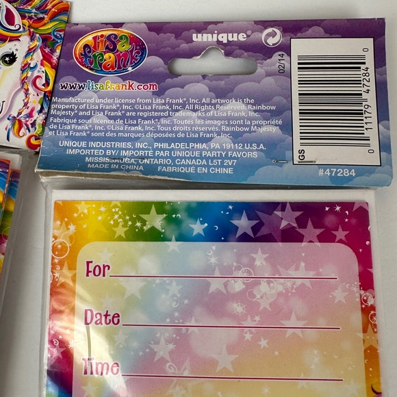 4 Packs of Lisa Frank Unicorn Rainbow Invitation Cards & Envelopes Birthday Y2K - Picture 3 of 6